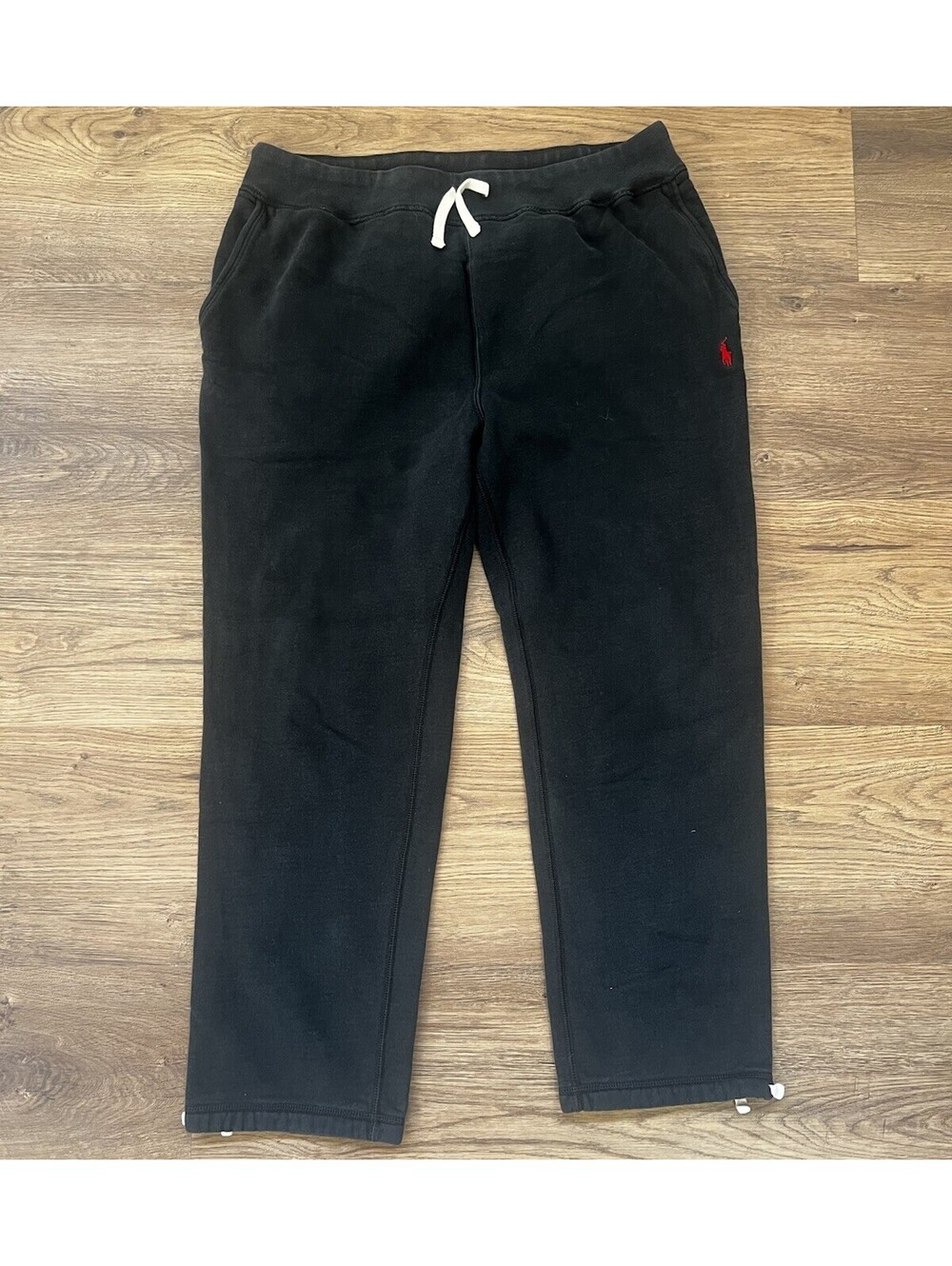 Polo Ralph Lauren Sweatpants XL Mens Black Fleece Pony Logo Cinch Hem Drawstring